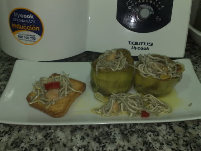 Alcachofas con gulas y gambas.....al vapor????????? 2vmijgk