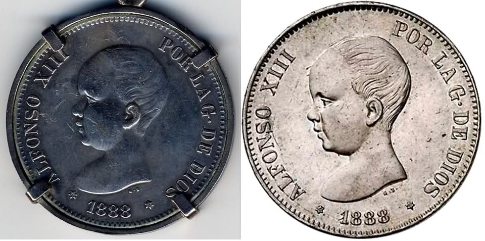 5 Pesetas 1888. MSM. Alfonso XIII. FALSA. 7301o8