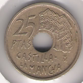 25 pesetas 1996. Castilla-La mancha. *ERROR* en cantos. 206zkox