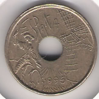 25 pesetas 1996. Castilla-La mancha. *ERROR* en cantos. 2emhily