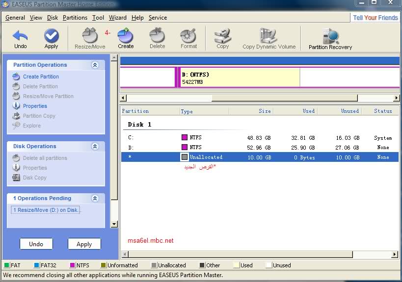 شرح برنامج EASEUS Partition Master لتقسيم الهارد ديسك بدون فورمات   Fdg3td