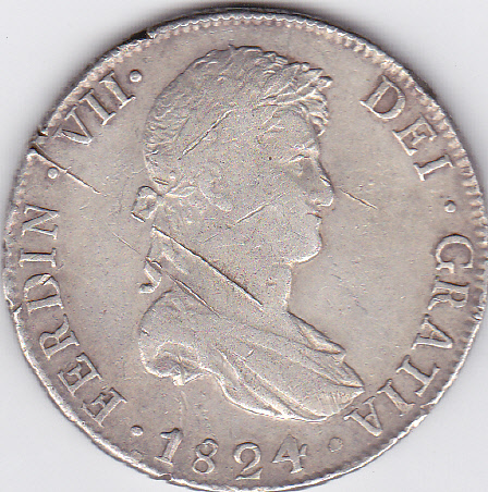 Moneda Española - 1824 - Ferdin VII - 8 Reales 6ds789