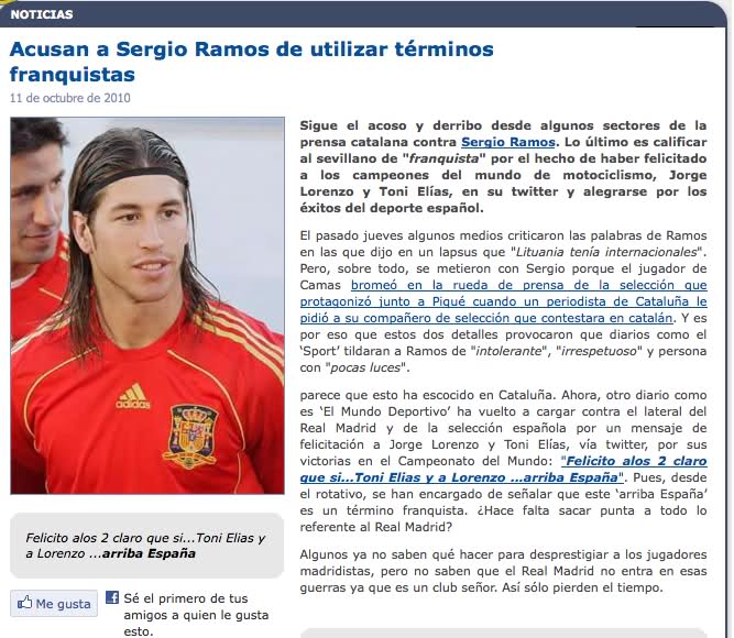 Acusan a Sergio Ramos de utilizar términos franquistas 24wsg2a