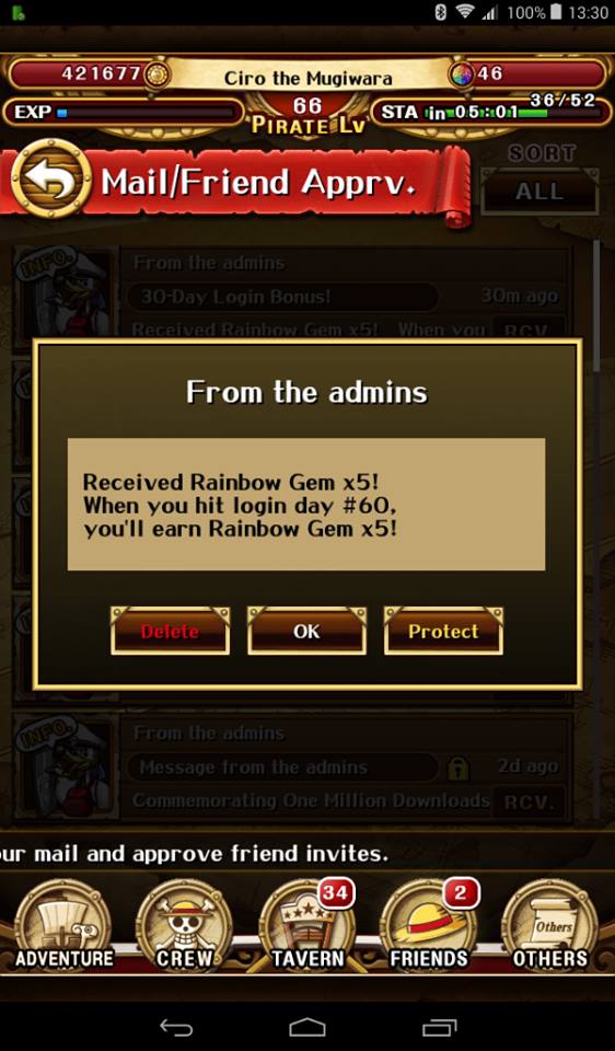 How many days in a row you Logged in on One Piece Treasure Cruise? 9a0do0