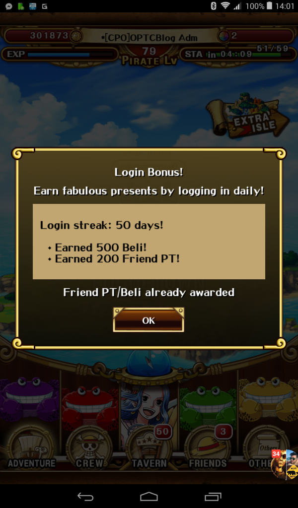 How many days in a row you Logged in on One Piece Treasure Cruise? 1qlhfm