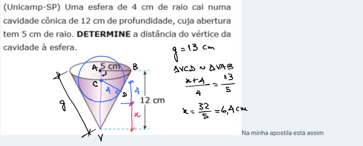 UNICAMP esfera inscrita no cone 14axyrs