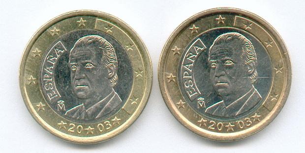 1 euro 2003 con aro exterior color cobre. 2qs86s9