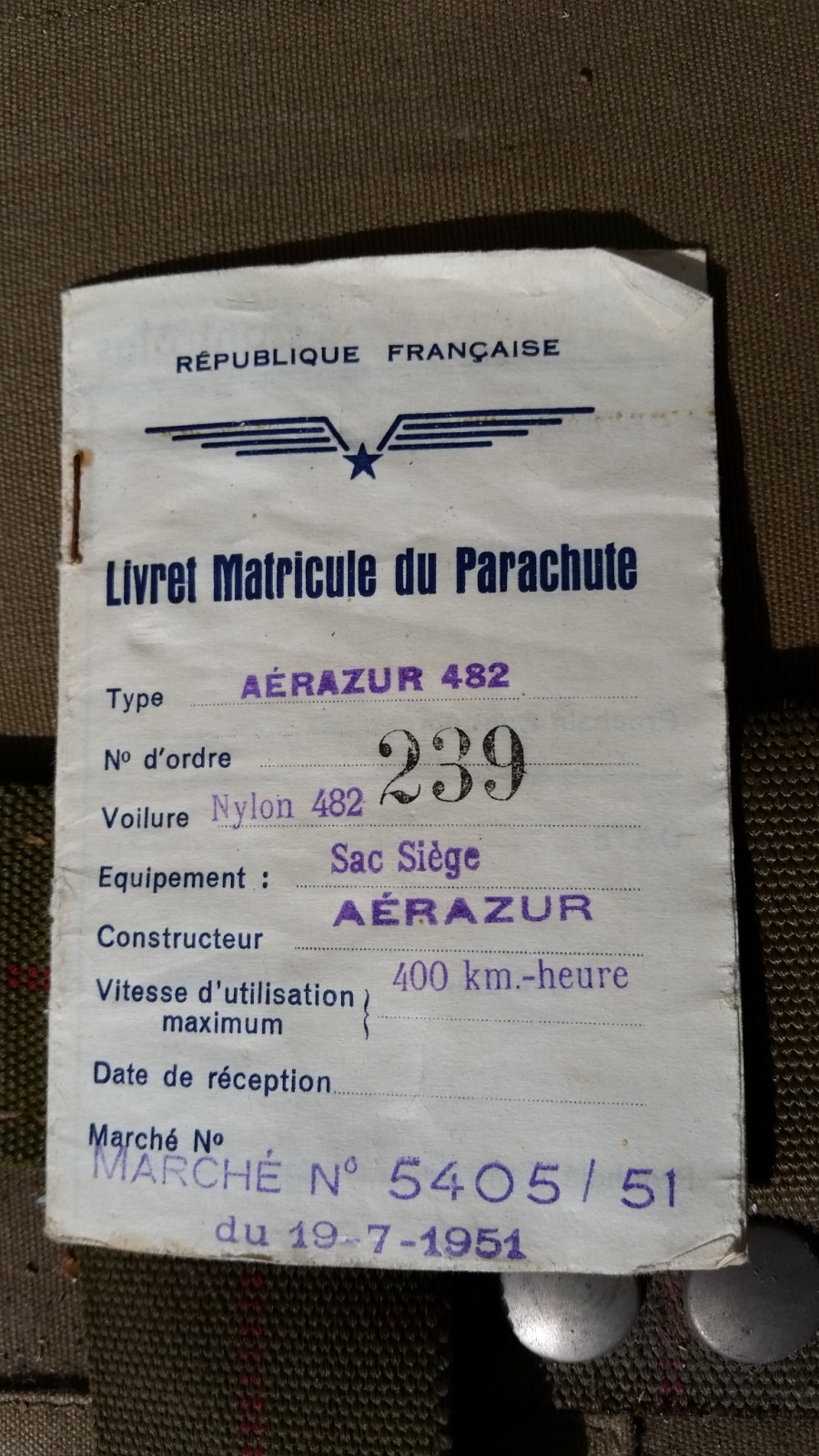 Parachute AERAZUR 482 650bah