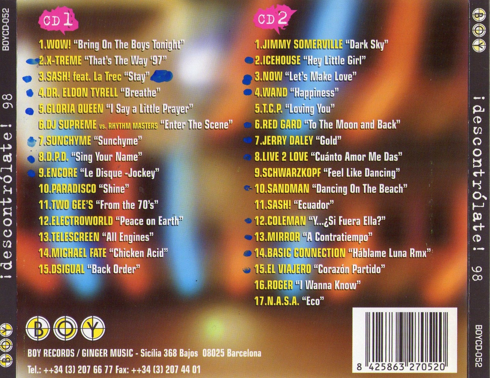 descontrolate 98 (1998) -  2 cds  -  320kbps  - boy records Dzcpow