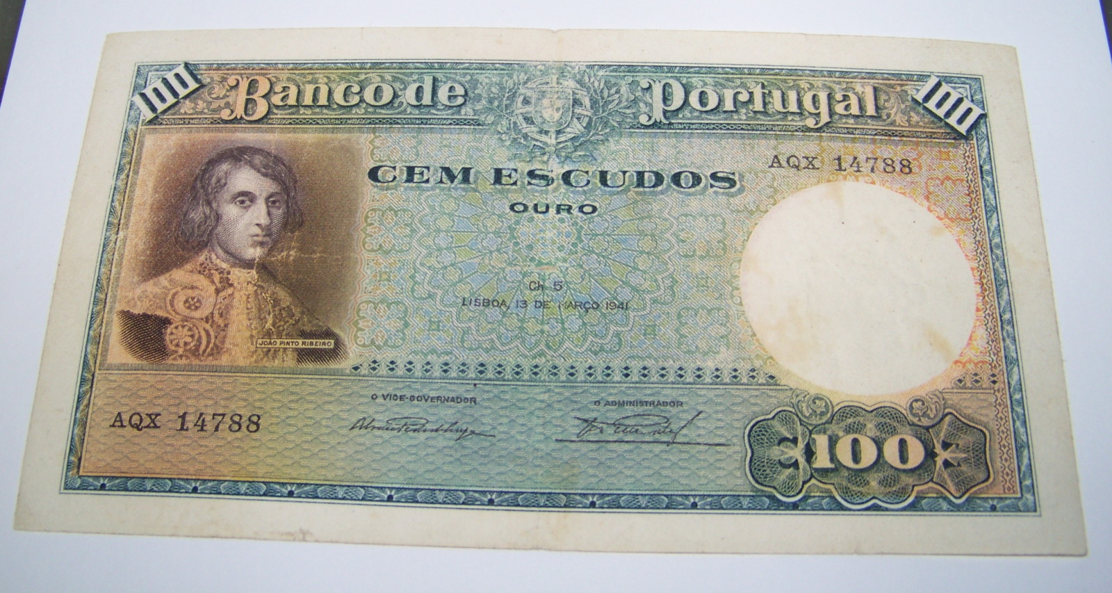 100 Escudos Portugal, 1941 25t8aqr