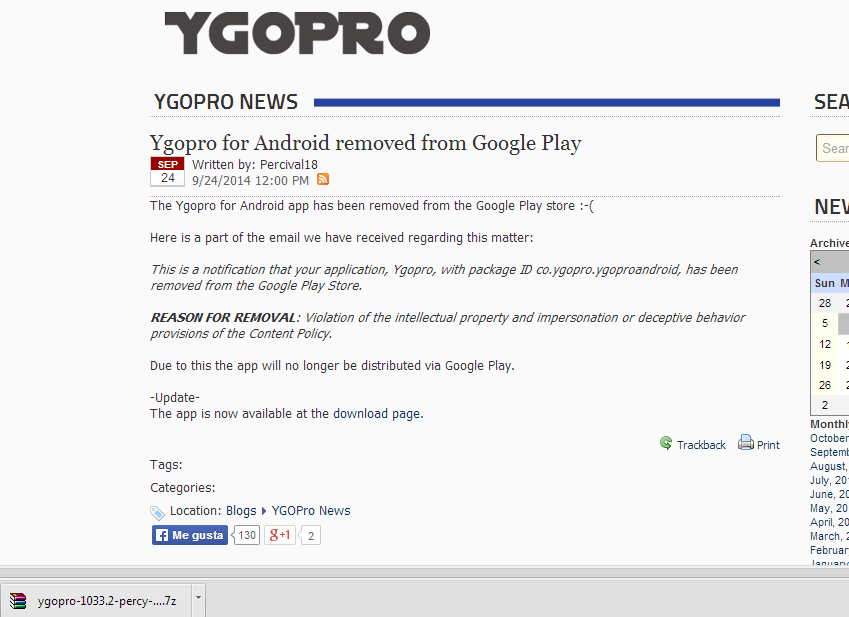 Ygopro para Android "REMOVIDO PERMANENTEMENTE" de "Google Play".. Bv18i