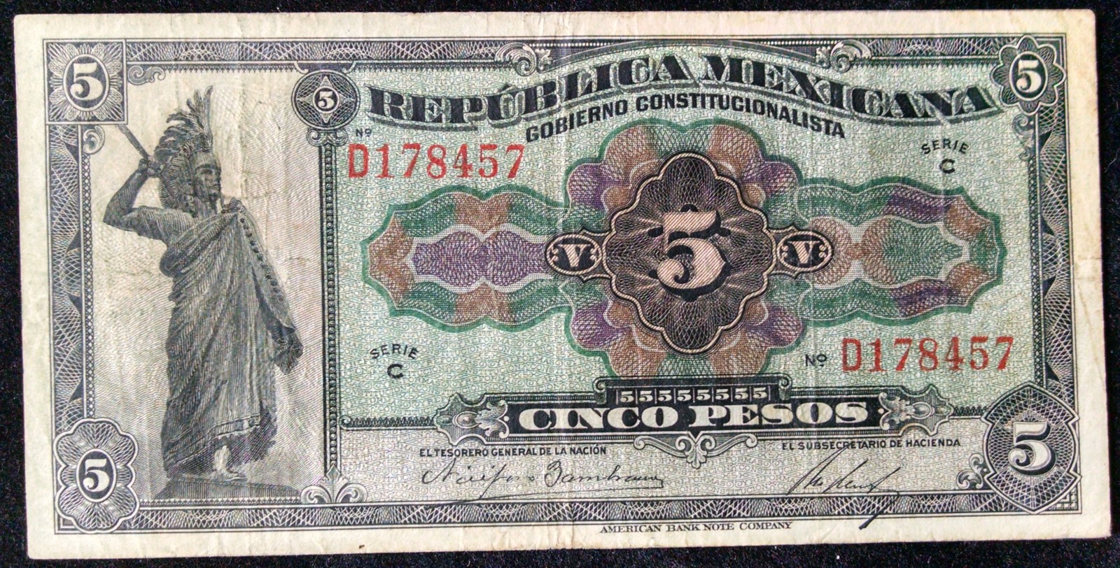 5 pesos 1915 Mexico. 1zl9o8y