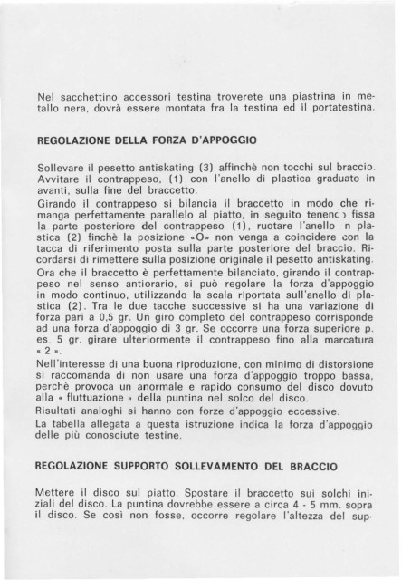 lenco 75S calibrazione e taratura braccio  Swqtep