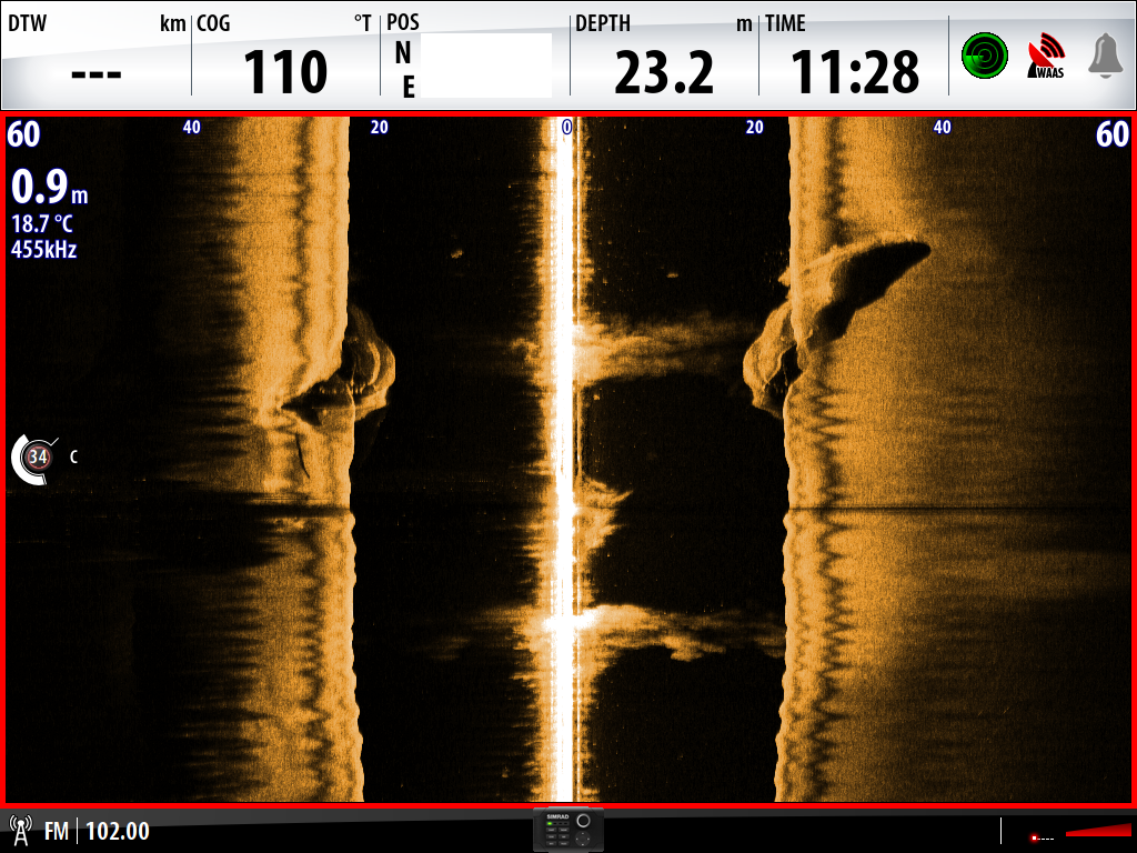 teleustellende beelden side- en downscan 10mll4i