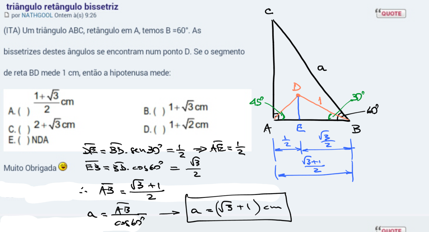 triângulo retângulo bissetriz 296emf8