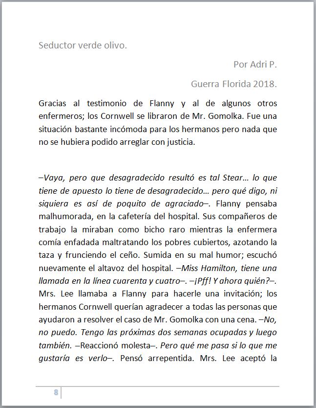  SEDUCTOR VERDE OLIVO Reto de Gissa a Adri **Stear-Flanny** Fan Fic. Lace Umbrella/Amigas y rivales.  Bit651