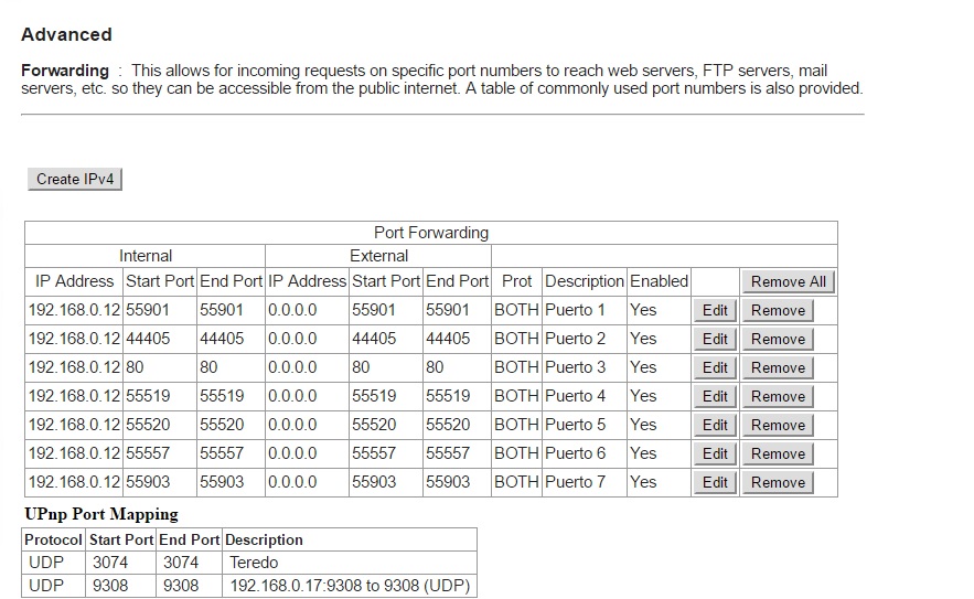 Abrir puertos del Firewall Wp5sn