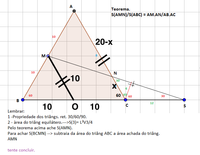 Calcule a área do quadrilátero BCMN. 28mfwnn