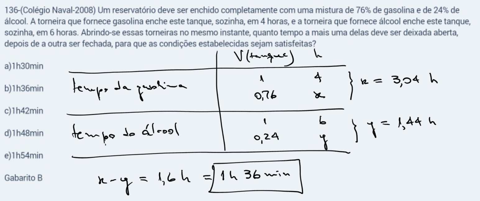 Questão Torneiras Porcentagens e Volumes 2n7pag5