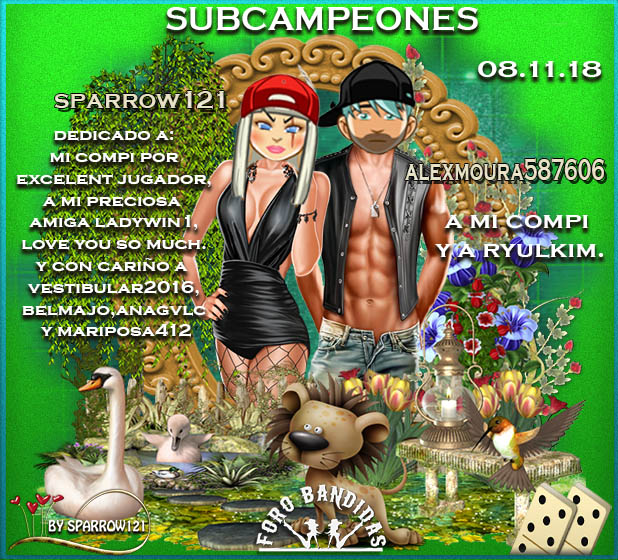 08/11/18 CAMPEONES:BELMAJO Y MITSUGANAE888 - SUBCAMPEONES:ALEXMOURA587606 Y SPARROW121 Icimjc