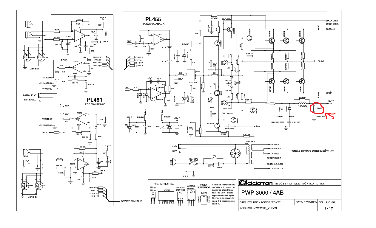 Amplificador Ciclotron PWP 3000 barulho tipo batedeira na saida 2h4e3o6