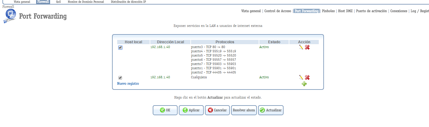 Abrir puertos del Firewall 2safpmb