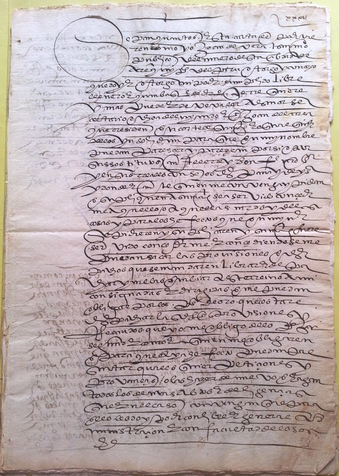 Manuscrito del siglo XVI. Escritura procesal. Arequipa (Virreinato del Perú) Il9cp1