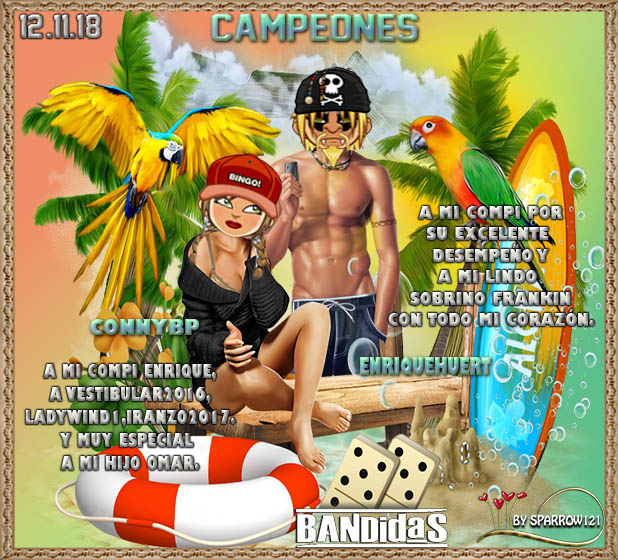 12/11/18 CAMPEONES:CONNYBP Y ENRIQUEHUERT - SUCAMPEONAS : GUERRERA575 Y 20JULIO2013 331f4w3