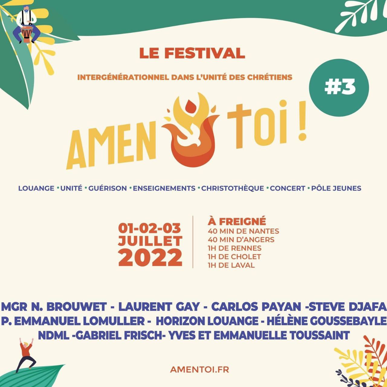 Festival "AMEN TOI" du 1er au 3 Juillet 2022 à FREIGNé FestivalAMEN-TOI_juillet2022