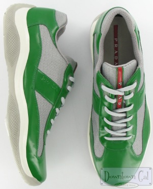  أحذية رجالي من تصميم برادا   Prada-green-silver-sneakers__