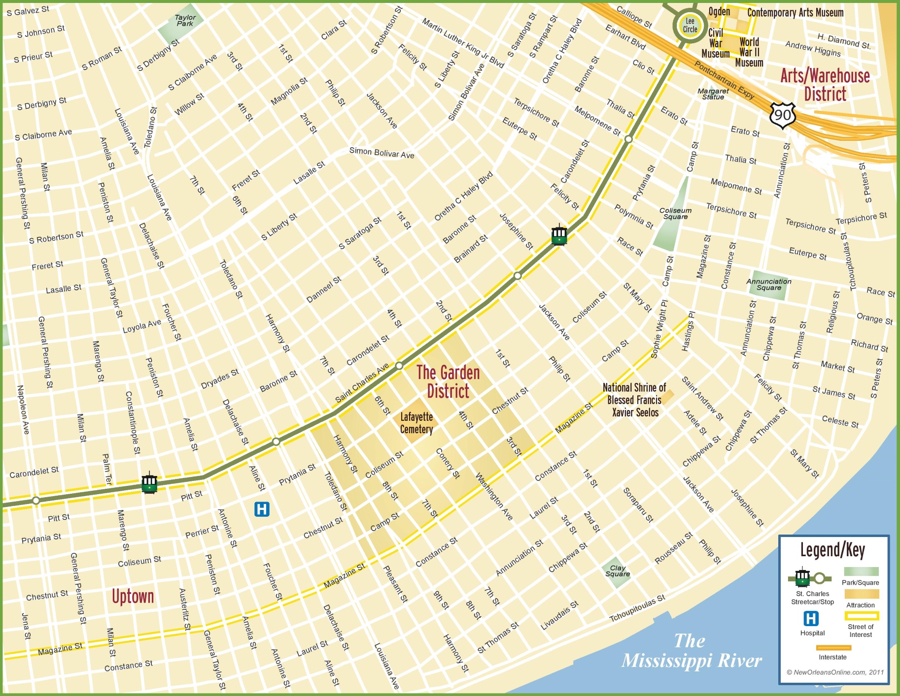 Descripción de la zona New-orleans-garden-district-map