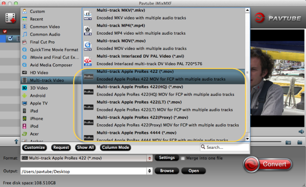 How to edit MXF in FCP with multiple audio channels? Multi-track-prores-format