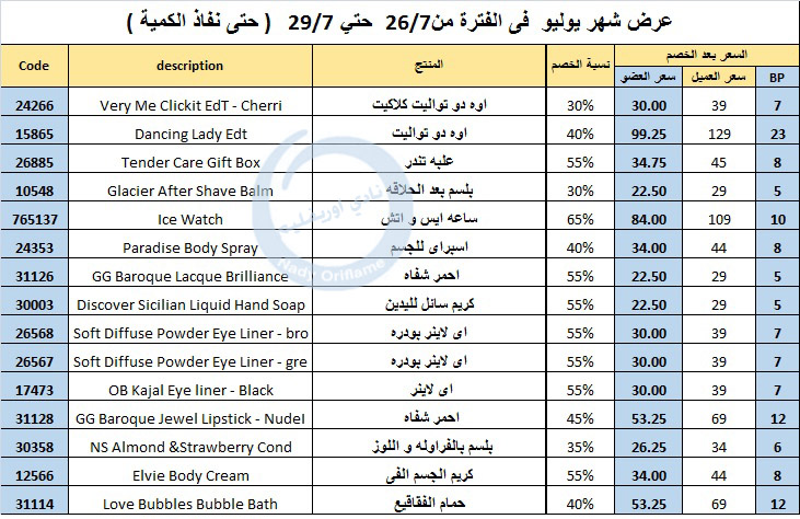 عرض الصيف من اوريفليم لاخر شهر يوليو 2015 July-offer-2015