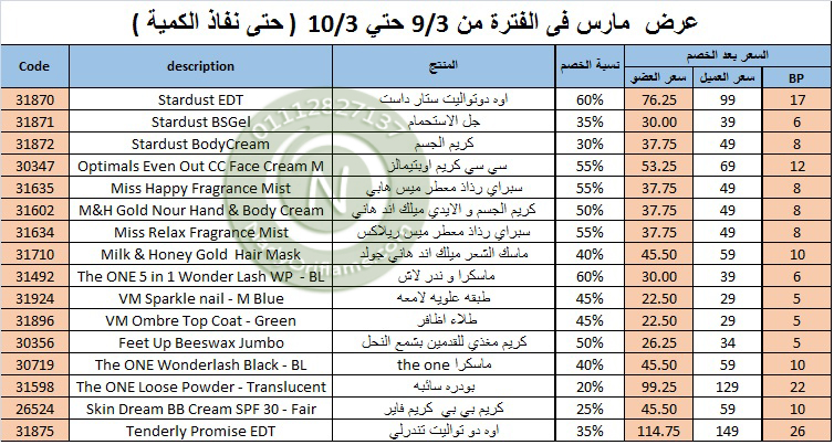 عرض اوريفليم  من 9 الي 10 مارس 2016 March-Offer-2016