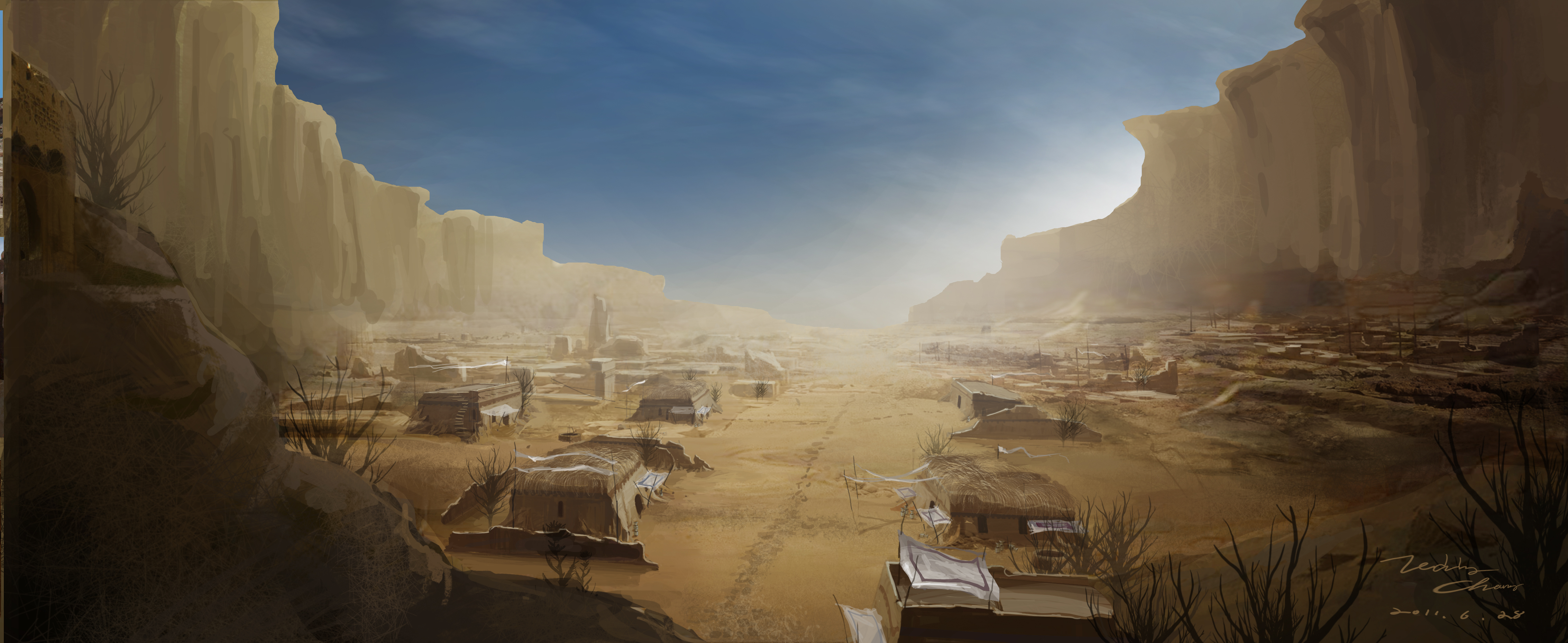 Keranoi Desert_village_by_leviathanart-d4db3q1