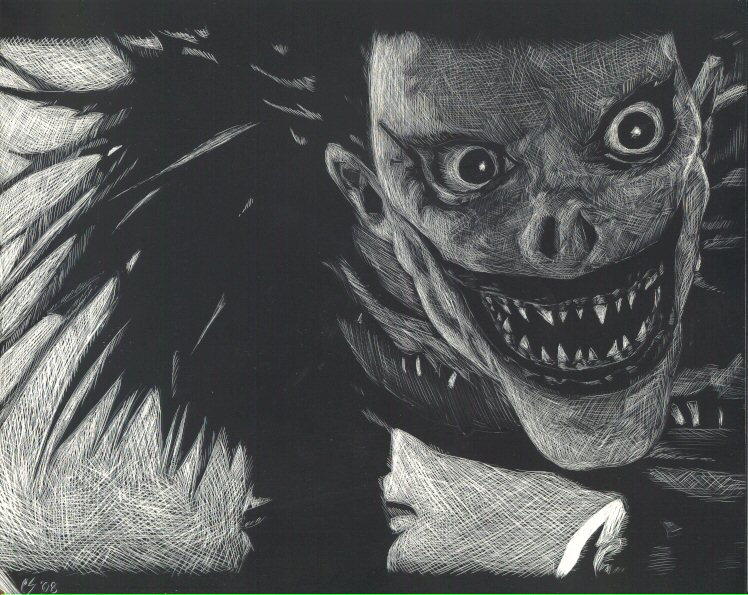 Comme si je n'existais pas Ryuk_scratchboard_by_digitalreplicant