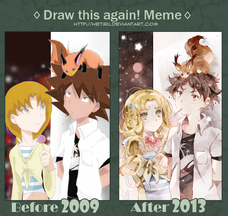 أريد أن أصبح رسامة أنمي  _draw_this_again__2009vs2013__by_hetiru-d6kiyoz