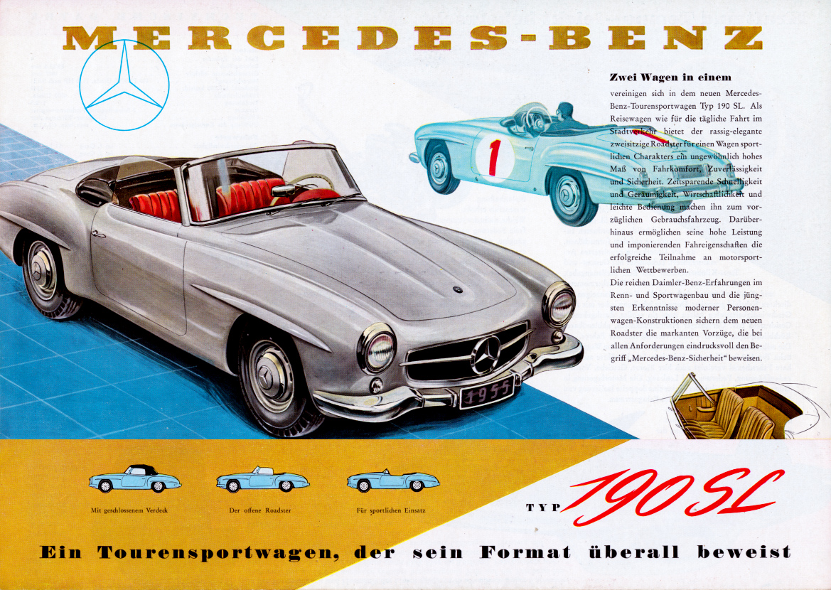 (W121): Brochuras 190SL 1955 - alemão e inglês  0355duits_01