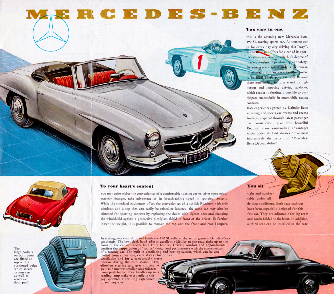 (W121): Brochuras 190SL 1955 - alemão e inglês  0455_02engels