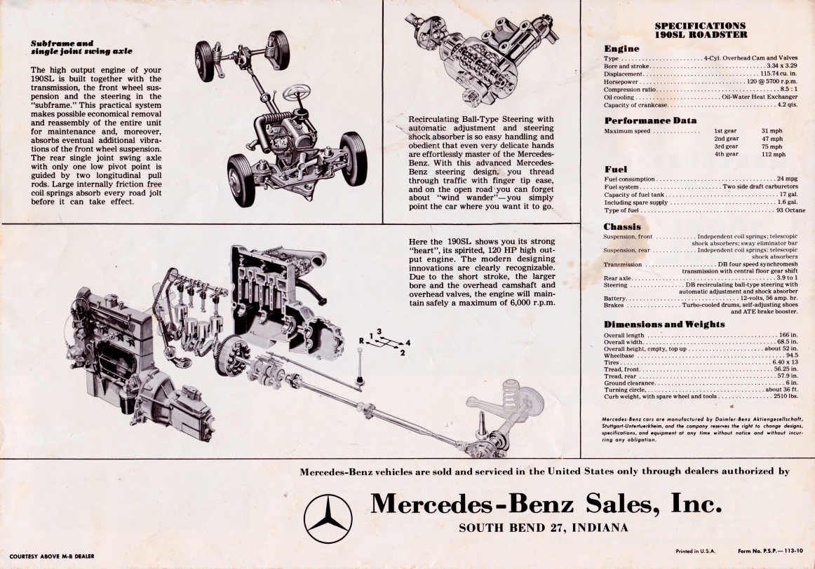 (W121): Prospecto 190SL 1958 USA - inglês 1958_02usa