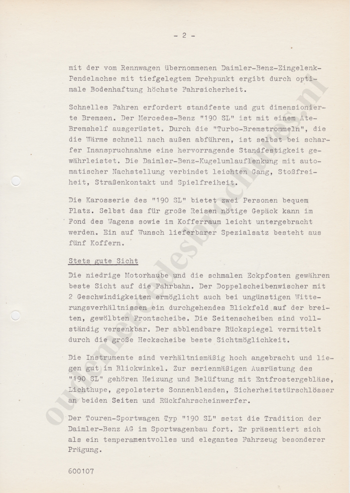 (W121): Press Information 190SL 1960 - alemão 004