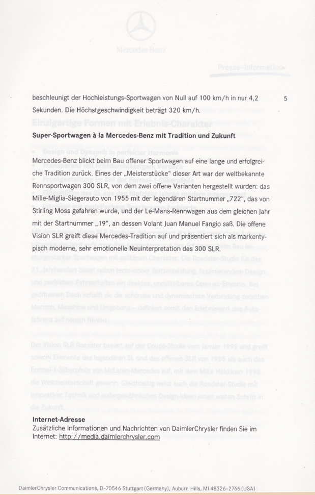 (C199): Press release SLR Roadster 1999 - alemão 007