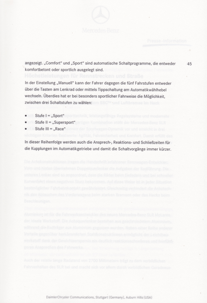 (C199): Prospecto de estréia mundial SLR 2003 - alemão 058