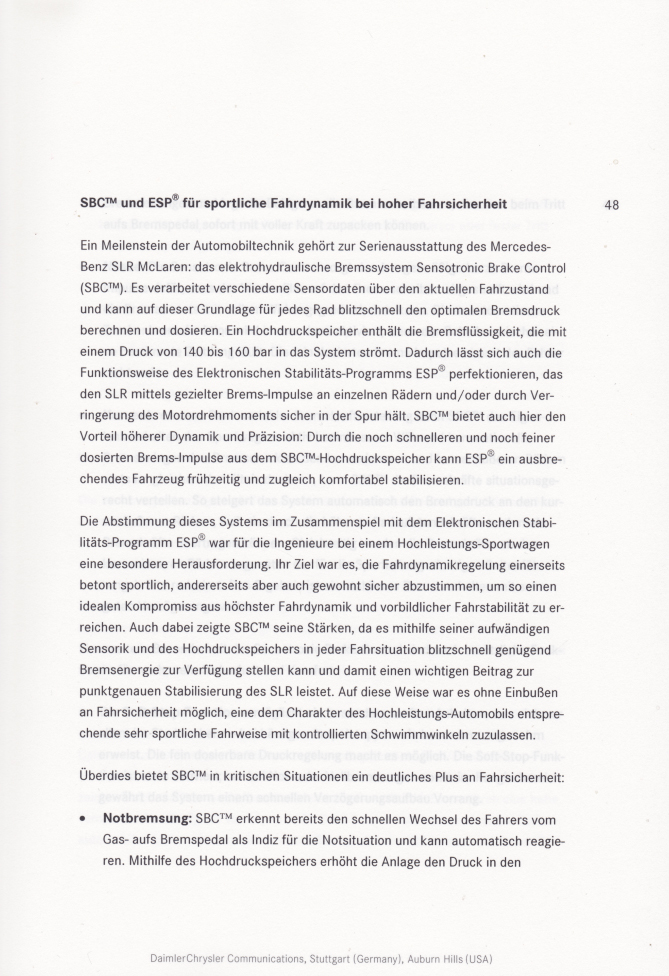 (C199): Prospecto de estréia mundial SLR 2003 - alemão 062