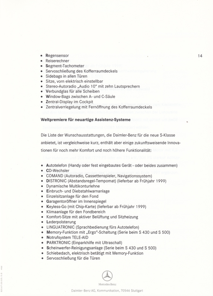 (W220): Press Release 1998 - alemão 0019