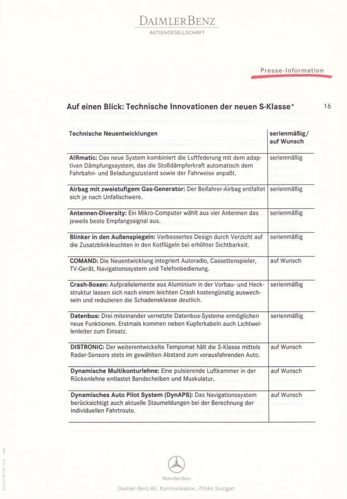 (W220): Press Release 1998 - alemão 0022