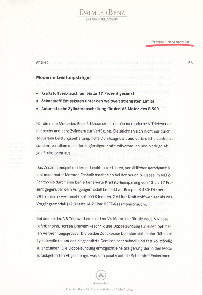 (W220): Press Release 1998 - alemão 0064