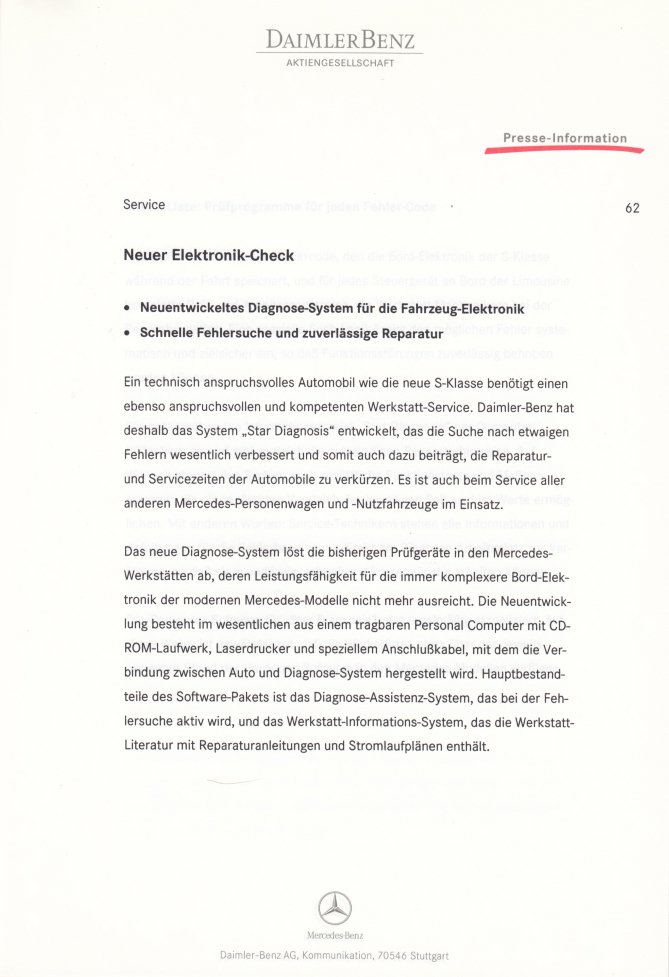 (W220): Press Release 1998 - alemão 0073
