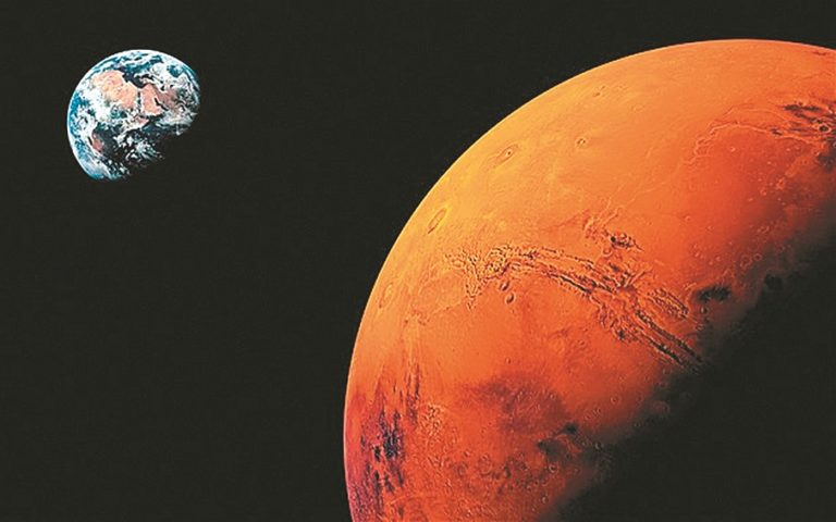 Esta noite Marte estará muito próximo da Terra… mas nem tanto Marte-e-terra-768x480