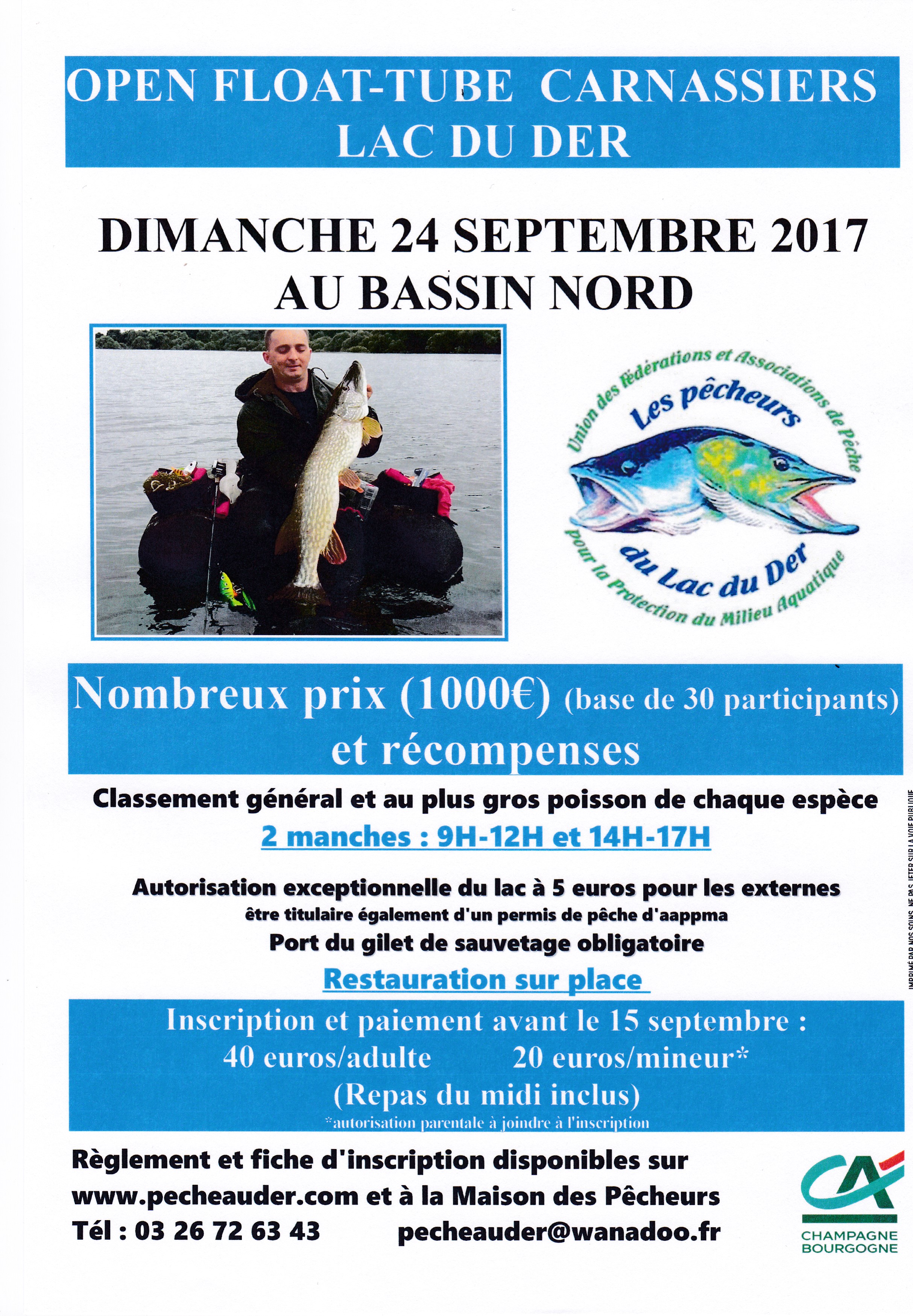 Open Float tube carnassier lac du Der le 24/09/2017 Concours